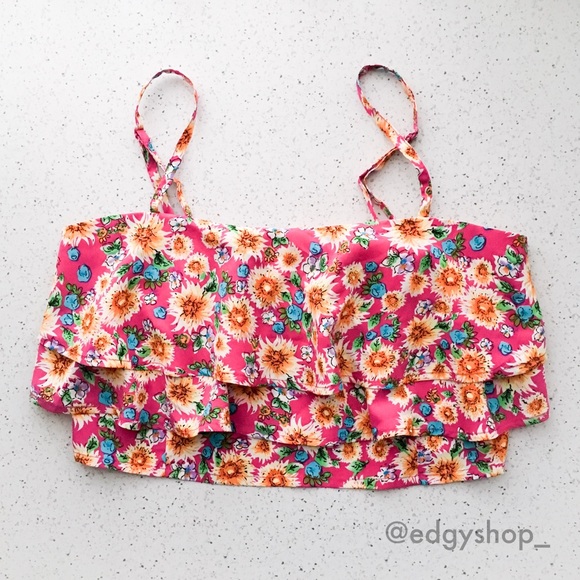 LF Tops - LF | Millau Tiered Floral Flounce Crop Top